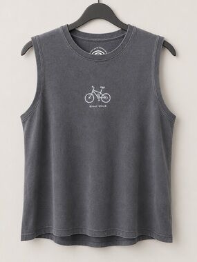 Life is Good Biker Chick Bicycle Sleeveless Tank Top Gray Women’s XL Cotton